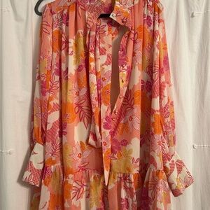 Floral Pink and Orange Dress